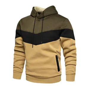 Luxury Custom Logo Color Blocking Long Sleeve Casual Sports Knit Hoodie For Men
