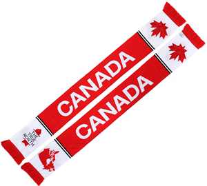 Bufanda de Fútbol Personalizada al por Mayor de Alta Calidad, Estilo Retro Ecológico, 100% Acrílico, Diseño de Punto HD para Decoración de Canadá - Product Image 2