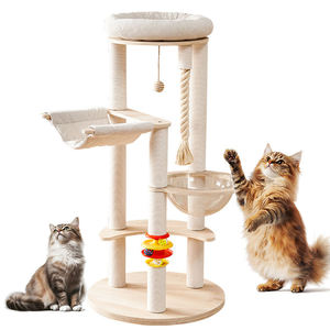 Hot bán tùy chỉnh kích thước lớn bằng gỗ CanDo mèo cây hiện đại vật nuôi scratcher nhà tháp với Len bán buôn Carton Đóng Gói - Product Image 1