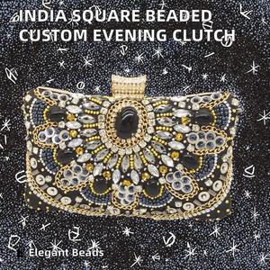 Bolso de Mano de Noche Personalizado para Mujer con Paneles de Moda, Diseño Cuadrado con Cuentas y Piedras - Product Image 2