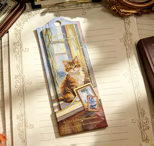 Marcapáginas de Papel con Impresión de Pintura al Óleo Impresionista Vintage, Diseño de Gato, Perro o Mascota, con Borla de Seda, Estilo <span class=keywords><strong>Monet</strong></span> y Van Gogh - Product Image 2