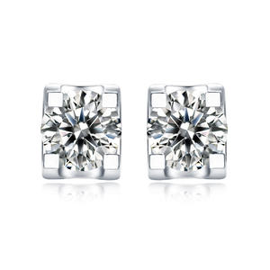 <span class=keywords><strong>Pendientes</strong></span> de Botón de Plata de Ley S925 con Incrustaciones de Oro Blanco, Joyería Fina con Moissanita de Corte Redondo VVS GRA para Mujer - Product Image 5