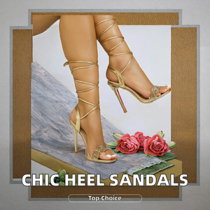 Sandales à talons hauts pour femmes tendance, été, avec lanières fines, design sexy à bout carré, pour les fêtes de mariage - Product Image 2