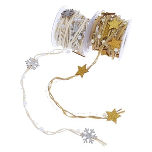 Buatan tangan ramah lingkungan berwarna-warni Natal Pentagram manik rantai elegan mutiara bundel pohon Natal dekorasi pita unik - Product Image 6