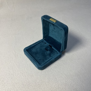 Factory Wholesale Custom Blue Velvet Jewelry <b>Box</b> With Logo For <b>Ring</b> Bracelet Pendant Necklace Earring Embossed Logo Available - Product Image 6