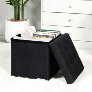 BAILEY bonne qualité cuir tissu Cube boîte stockage pouf banc repose-pieds tabouret pour salon - Product Image 4