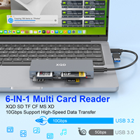 Venta caliente de aluminio de alta velocidad 10Gbps XQD CF XD MS SD TF tarjeta 6 en 1 lectores de tarjetas