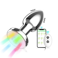 Plug anal vibrant lumineux en silicone, contrôlé par application et télécommande sans fil, étanche IPX6, pour usage adulte en couple