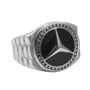 <b>Titanium</b> Steel Men's <b>Ring</b> Geometric <b>Black</b> Epoxy Inlay Retro Punk Style Jewelry Gift 16059 - Product Image 5