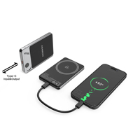 Baterías ultradelgadas Magsaferred, batería inalámbrica PowerBank, caja de aluminio de 5000mAh con soporte, pantalla Led y correa para cables