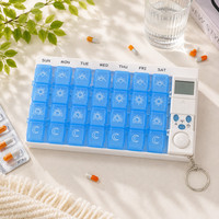 Elektronischer Timer-Wecker mit Aufbewahrungsbox, 28 Fächer, Timer-Erinnerung, Wöchentlicher Digitaler Organizer, 7-Tage-Medikamentenbox