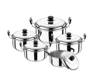 Bán buôn thép không gỉ Cookware chậu Set đồ nhà bếp 10 cái súp nấu ăn nồi soong chậu