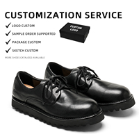 Scarpe Derby in Pelle di Cavallo Premium con Suola Spessa, Fatte a Mano, in Vera Pelle, per Uomo, Stile Casual e Formale, Nere
