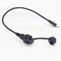 Conector USB C a prueba de agua, montaje en panel, cable de extensión de cable, puerto de cargador con cubierta impermeable