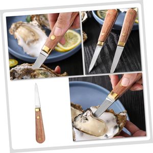 Ouvre-huîtres Premium avec logo personnalisé, manche en bois, acier inoxydable, outil pour fruits de mer, couteau à ouvrir les huîtres - Product Image 3