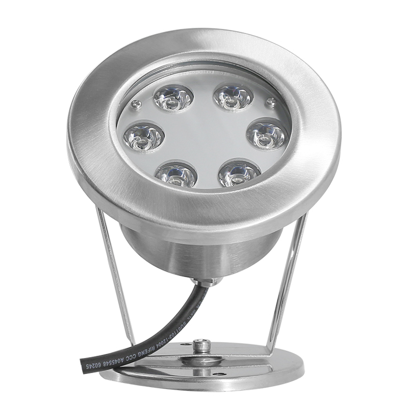 Submersible Stainless Steel LED Pool Light 12V 6W IP68 Waterproof Round Color Change DMX512 Control