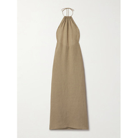 Robe d'été décontractée en lin et coton avec dos nu Robe à dos ouvert Robe sexy sans manches respirante naturelle devant