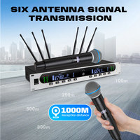 Système de microphone sans fil XTUGA X-26 True Diversity 1000M avec micro-casque/lavalier XLR, suppression du bruit, 2 canaux, pour extérieur et église
