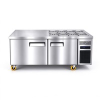 Comptoir de bar à salades réfrigéré commercial avec station de garnissage en acier inoxydable et table de préparation alimentaire pour restaurant et buffet