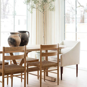 Modern Mid-Century estilo madeira maciça Rattan jantar cadeira para Home Offices Hotéis Apartamentos para jantar e café - Product Image 3