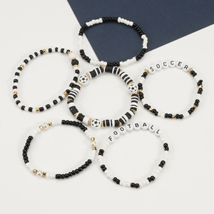 Pulseras de Cuentas a la Moda con Temática Deportiva: Béisbol, Voleibol, Fútbol, Tenis, Baloncesto, Día de Partido, Cuentas Elásticas, Hechas en China - Product Image 4