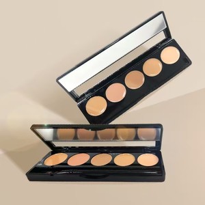 Nhãn Hiệu Riêng <span class=keywords><strong>5</strong></span> Màu Sắc Kem Che Khuyết Điểm Đường Viền Kem Biểu Tượng Tùy Chỉnh Trang Điểm Lâu Dài Matte Không Thấm Nước Kem Che Khuyết Điểm <span class=keywords><strong>Palette</strong></span> Cho Da Đen - Product Image 1