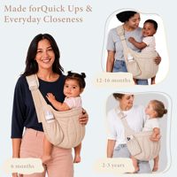 Porte-bébé Ergonomique avec Poche de Rangement Latérale, Conception Courbée Ergonomique, Zone de Hanche Rembourrée Épaissie pour Sac à Bébé