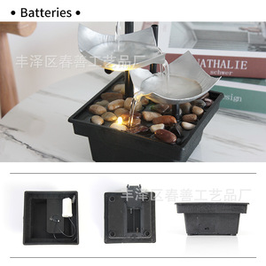 Fontaine d'eau de bureau avec rétroéclairage, design géométrique, décoration de bureau, cadeau - Product Image 2