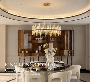 Elegante Lámpara Colgante Redonda de Cristal Transparente con Estructura de Acero Inoxidable para Hogar, Villa, Hotel, Espacio Comercial - Product Image 1