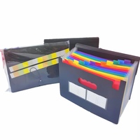 Porte-documents suspendus en plastique PP A4 écologiques noirs, type accordéon, 13 poches, sac extensible, organiseur de compartiments