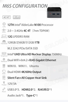 Intel N100 NUC Mini Bilgisayar 4 Çekirdekli Dahili LPDDR5 12GB 4800MHz WiFi5 BT4.2 M.2 Pcie 2 HD Tip-C 4K Video Win11 Ultra Küçük Bilgisayar
