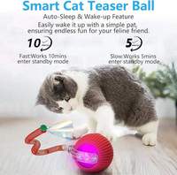 Jouet interactif pour chat avec LED qui saute |   Balle rebondissante automatique avec queue en plumes |   Jouet d'exercice auto-animé pour chats d'intérieur