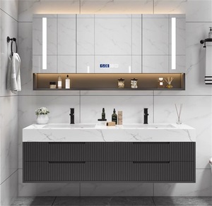 Hot Project Solid Wooden Luxury Design Stone Countertop Unique Waterproof <strong>Under</strong> <strong>Sink</strong> <strong>Bathroom</strong> Vanity <strong>Cabinet</strong> - Product Image 5
