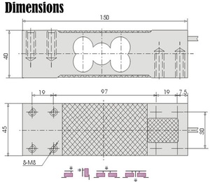PLC309 60kg 100kg 150kg 200kg 250kg 300kg 알루미늄 합금 캔틸레버 부하 셀 무게 센서 - Product Image 6