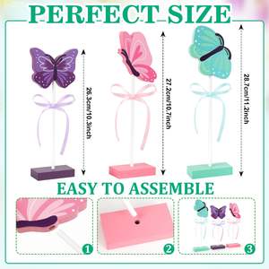 Meilleures ventes : Décoration de table en bois motif papillon de printemps, vaisselle de fête imprimée recto-verso et décorations festives pour - Product Image 4