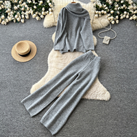 Ensemble décontracté en maille ample pour femme, collection automne 2026, avec pull, châle et pantalon large pour le quotidien