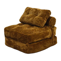 Sofá Cama Cuadrado de Terciopelo Comprimible de un Solo Asiento, Precio de Fábrica, Ajustable, 100% Esponja, Diseño Ecológico que Ahorra Espacio