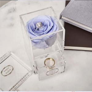 High quality custom acrylic display box with a drawer for wedding rose ring flower