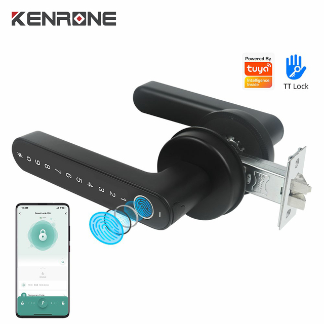 KENRONE Durable Low Energy Smart Electronic Door Lock Home Security Door Handle Lock