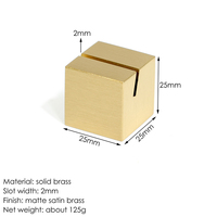 BECORA Porte-cartes de table en laiton mat satiné, forme cube moderne 25x25x25mm, durable et simple, avec logo personnalisé