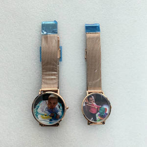 Cadran de montre personnalisé en acier inoxydable, bracelet en maille, montre-bracelet personnalisée en or rose, montre vierge, impression de logo par sublimation - Product Image 2