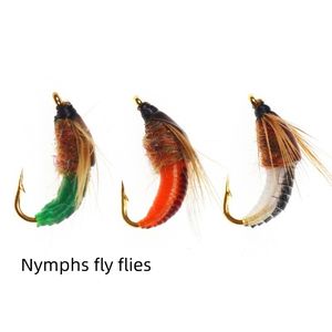 Hameçon mouche nymphe 8 #10 #12 #14 # pêche à la mouche route crochet sous-poil appât bionique appât faux insecte appât perche poisson Mandarin - Product Image 1