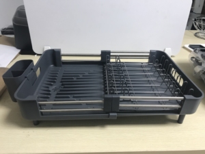 OEM拡張可能なグレーメタルディッシュラックデュアルパーツディッシュ排水管非傷可動カトラリー排水管調整可能収納ホルダーラック - Product Image 4