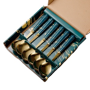 Ensemble de couverts Grossiste spécialisé Ensemble de cuillères et de fourchettes en acier inoxydable et en plastique Ensemble de vaisselle en acier inoxydable Luxe - Product Image 1