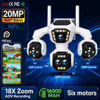 Kamera CCTV Rumah Ultra HD 5-Lensa 20MP WiFi Pemantauan 4-Arah Pelacakan Gerak Cerdas Penglihatan Malam Berwarna Penuh IP66