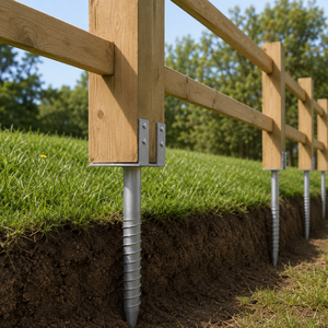 Vis de terre pour montage de maison en <span class=keywords><strong>bois</strong></span>, matériau acier, <span class=keywords><strong>ancrage</strong></span> au sol pour panneau PV, structure ronde pour panneau solaire - Product Image 1