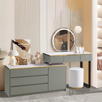 Meuble de maison, coiffeuse au design simple avec tabouret rond, prix de gros, commode personnalisée avec miroir et lumières pour la chambre à coucher