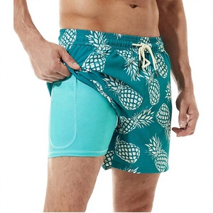 Shorts sportifs pour homme, taille élastique, 100% polyester, toile écologique, imprimé numérique - Product Image 1