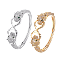 Bracelet double tête de léopard lisse en forme de U pour femmes Bracelets de mode à la mode Bijoux Bague Bracelet