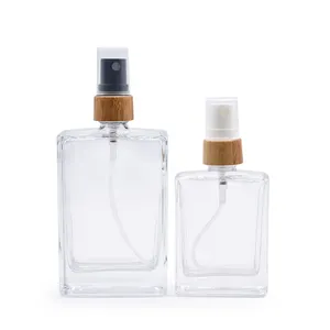 Großhandel Parfüm 30ml Milchglas Rechteck Flasche mit Bambus Sprüh kappe